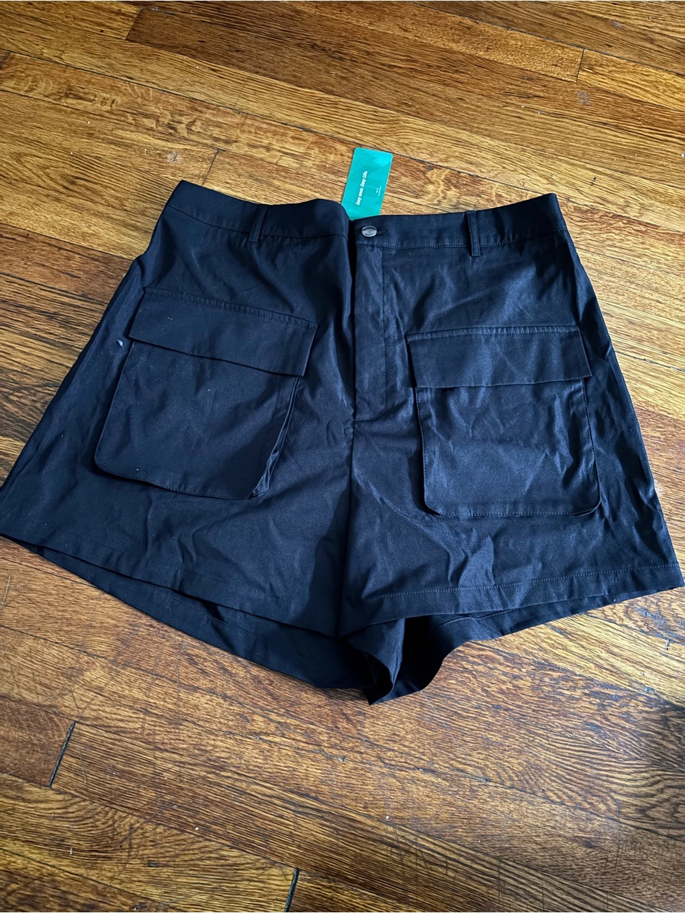 & Other Stories Black Cargo Pocket Shorts